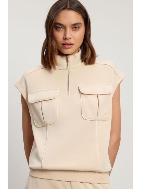 KAREN MILLEN Premium Luxe Zip Through Funnel Neck Top