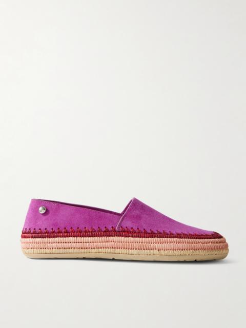 Loewe + Paula's Ibiza Rio Raffia-trimmed Suede Espadrilles