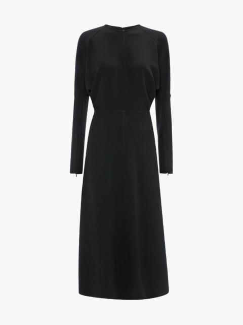 Victoria Beckham Dolman Midi Dress In Dark Grey Melange