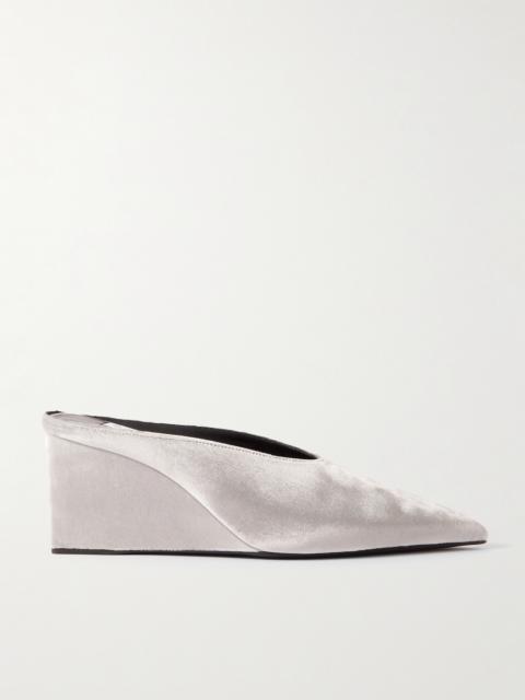 Alaïa 75 Velvet Wedge Mules