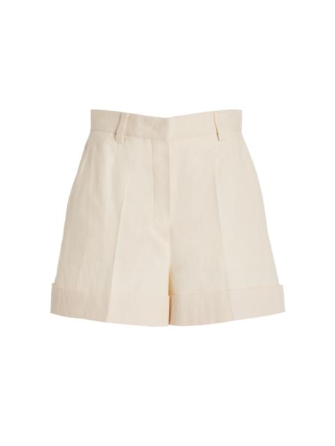 Miu Miu Tela Tailored Cotton Shorts neutral