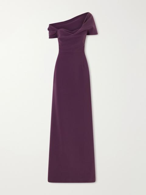 CAROLINA HERRERA Sofia one-shoulder draped crepe gown Purple