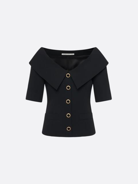 Alessandra Rich WOOL CRÊPE OFF-SHOULDER JACKET