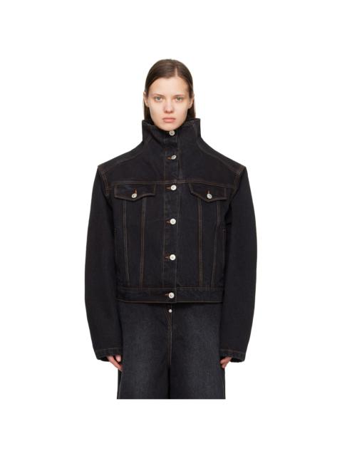 pushBUTTON Black High Neck Denim Jacket