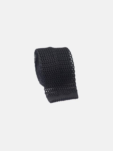 J. PRESS MADE-IN-ITALY BLACK SOLID SILK KNIT TIE