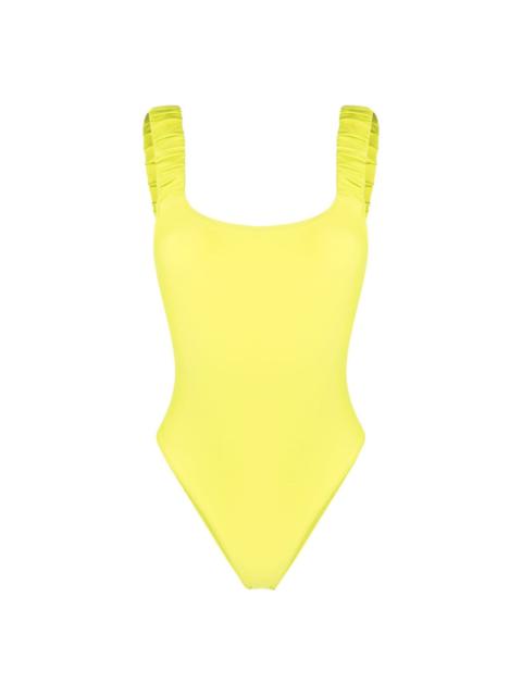 SUNNEI logo-print ruched swimsuit