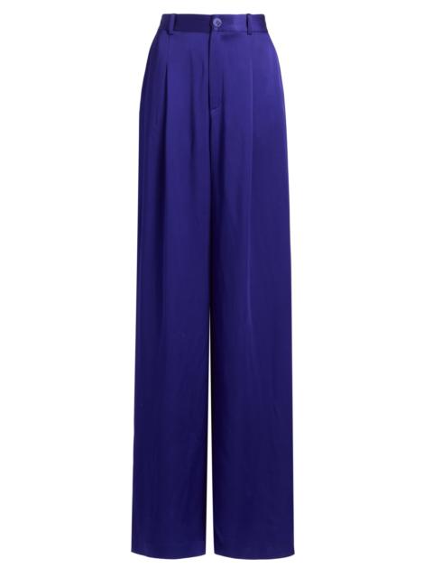 LAPOINTE Women's Satin Relaxed Pleated Pants - Indigo