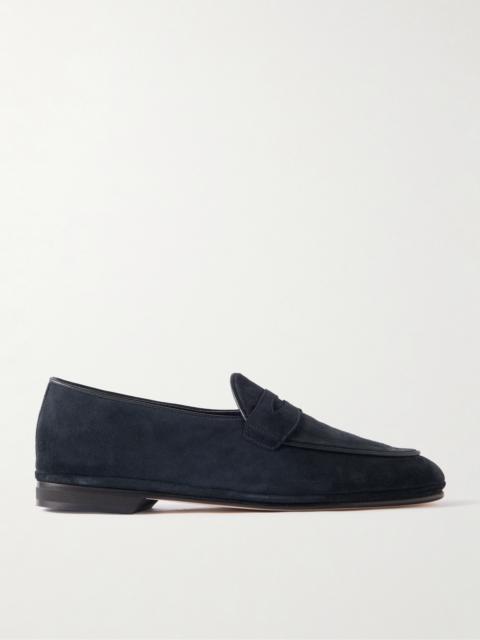 RUBINACCI Leather-Trimmed Suede Penny Loafers