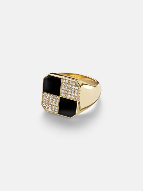 Yvonne Léon Damier 9kt gold ring with diamonds and onyx