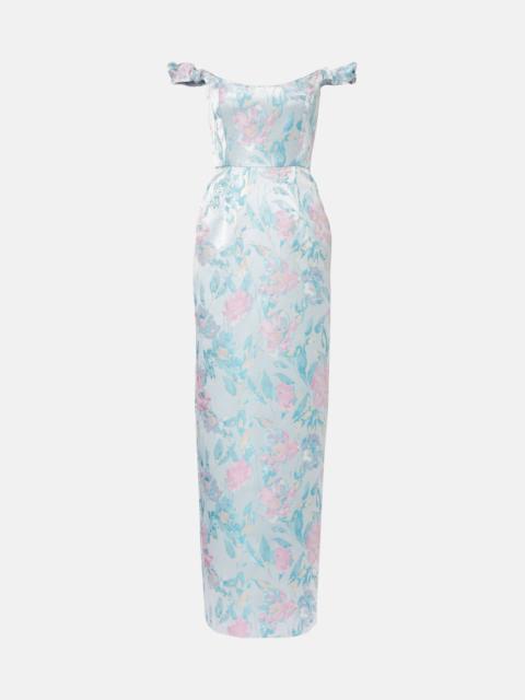 markarian Yolanda floral off-shoulder brocade gown