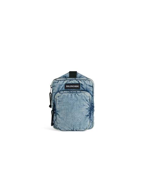 Men's Explorer Crossbody Messenger Bag Denim in Faded Blue