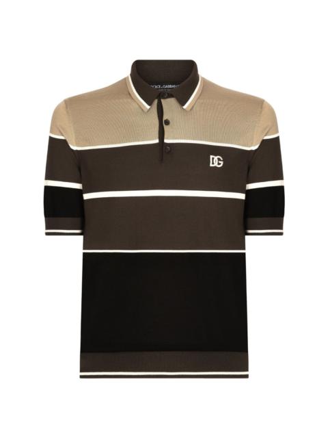 striped silk polo shirt