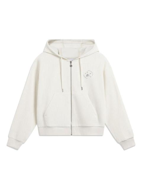 Li-Ning (WMNS) Li-Ning Logo Full Zip Hooded Jacket 'Beige' AWDT828-1