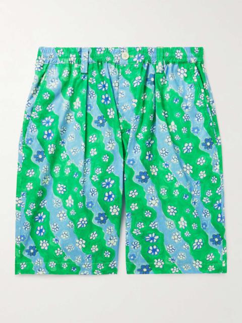 Marni Straight-Leg Floral-Print Cotton-Poplin Shorts