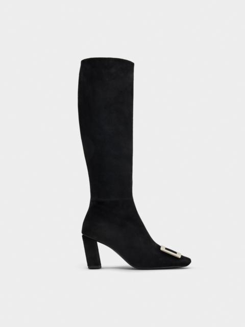 Belle Vivier Metal Buckle Boots in Suede