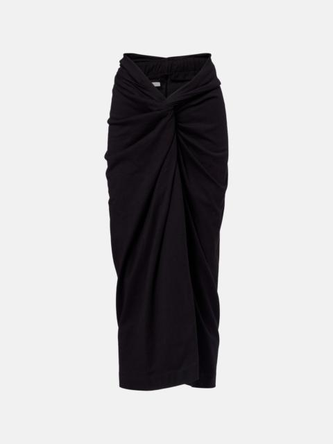 Dries Van Noten Gathered cotton midi skirt