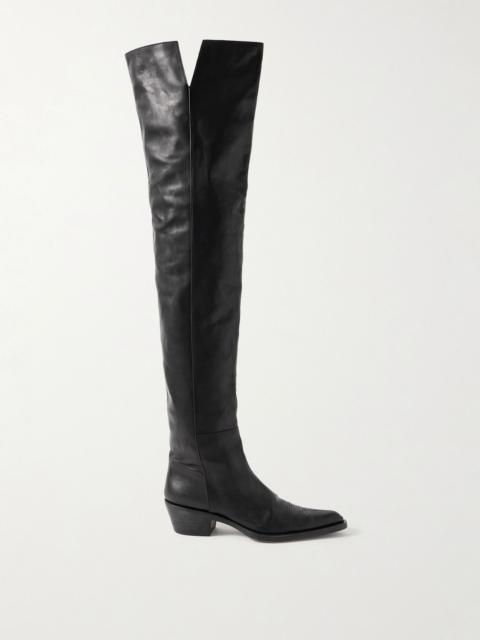KHAITE Clive leather over-the-knee boots Black