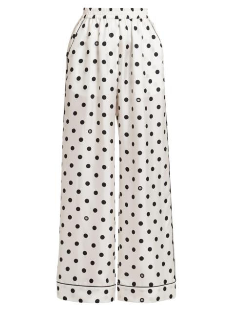 Dolce & Gabbana Women's Polka-Dot Silk Pajama Pants - White Black