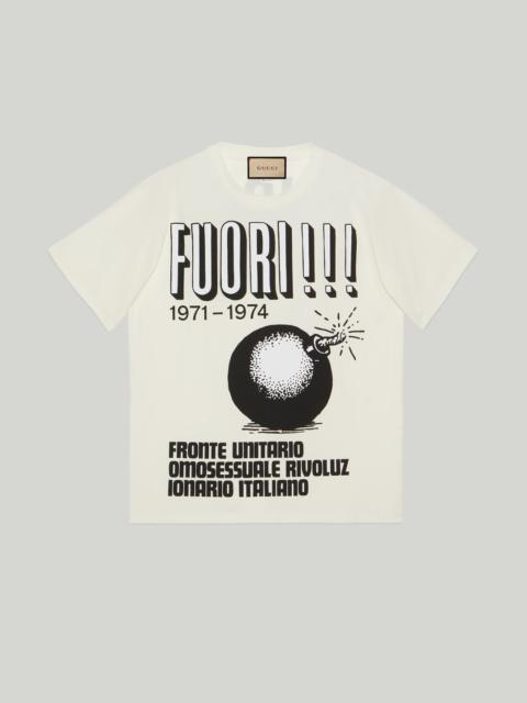 Cotton jersey T-shirt with Fuori!!! print