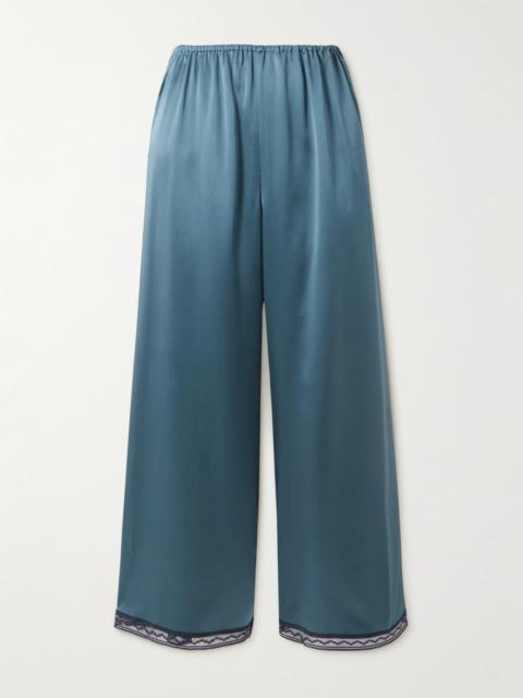 ERES Parfois Lace-trimmed Silk-satin Pajama Pants