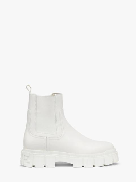 FENDI White leather Chelsea boots