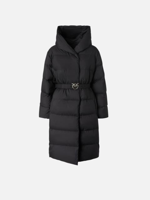 PINKO PADDED TECHNICAL CANVAS PEA COAT WITH BELT