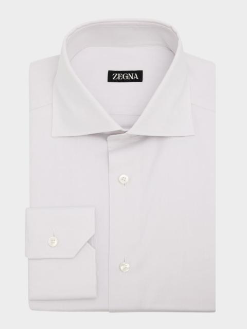 ZEGNA Men's Solid Cotton Twill Dress Shirt