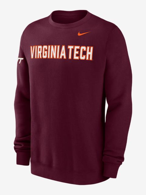 Nike Virginia Tech Club Fleece Men's Nike College Crew-Neck Sweatshirt