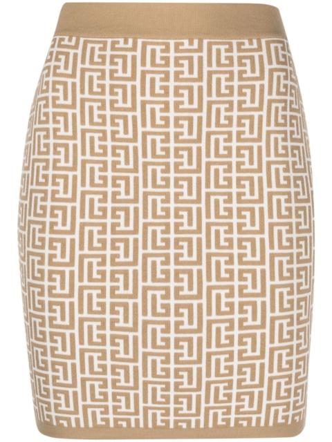 Balmain monogram-jacquard miniskirt