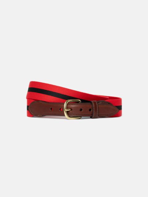 J. PRESS MADE-IN-USA RED & BLACK STRIPED BELGIAN WOOL SMOOTH SURCINGLE BELT