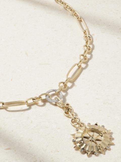 FOUNDRAE Internal Compass + Small Mixed Clip 18-karat White And Yellow Gold Diamond Necklace