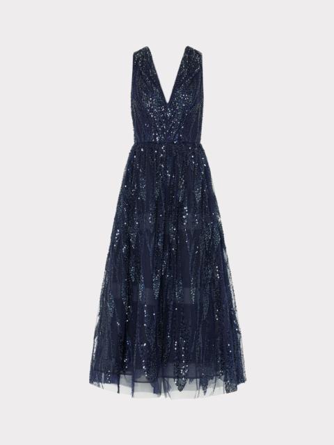 MILLY Tinsley Embroidered V-Neck Dress