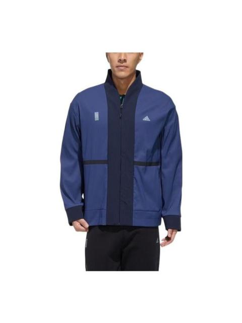 Men's adidas SS22 Solid Color Logo Printing Sports Blue Jacket FM9362