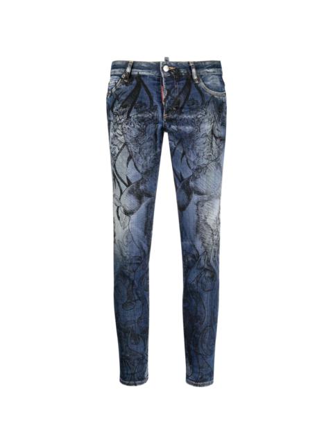 floral-print skinny jeans