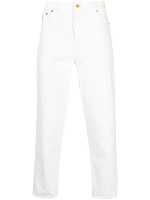 Brunello Cucinelli logo-embroidered tapered cotton jeans