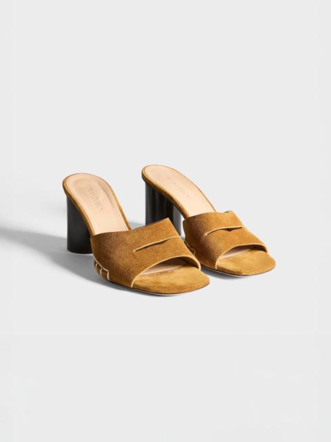 JW Anderson WOMENS LOAFER MULE HEELED SANDAL IN CARAMEL