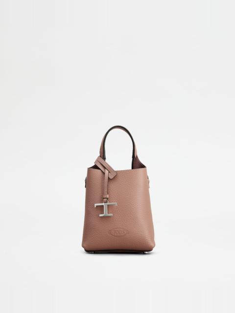 TOD'S MICRO BAG IN LEATHER - BURGUNDY, PINK