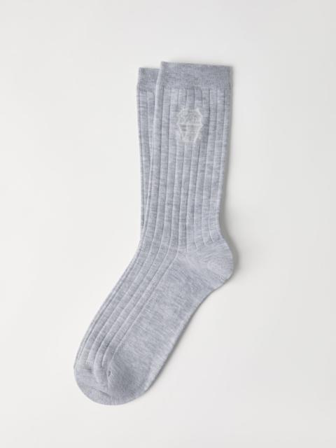 Brunello Cucinelli Cotton chalk stripe effect socks with logo