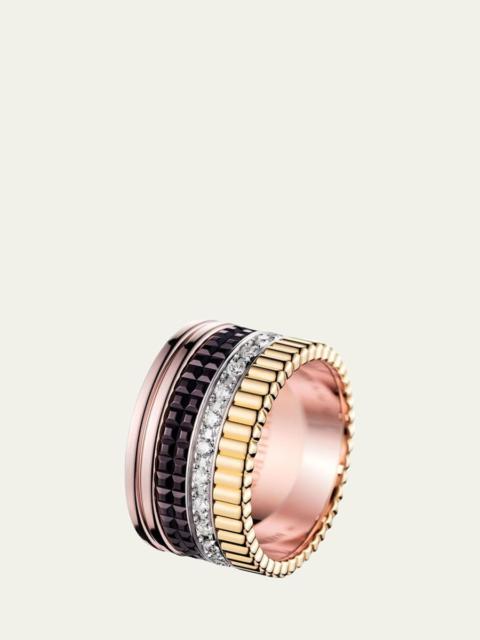 Boucheron Quatre Large Ring in Tricolor Gold with Brown PVD and Diamonds