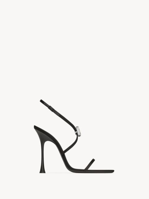 SAINT LAURENT HARLOW SANDALS IN SATIN CREPE AND CRYSTALS