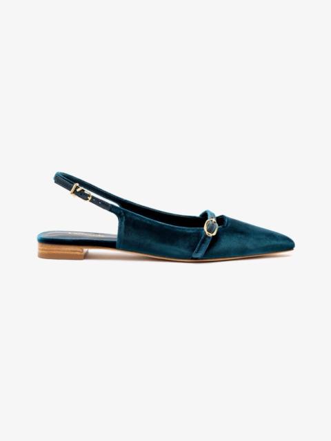 Larroudé Ines Flat In Deepsea Velvet