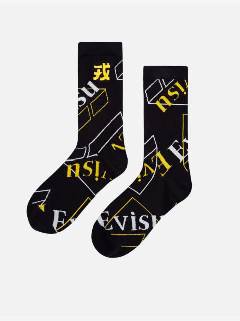 EVISU ALLOVER LOGO JACQUARD LONG SOCKS