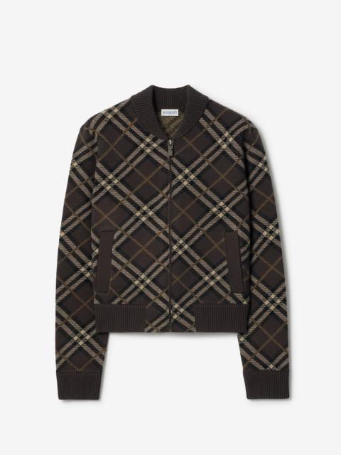 Burberry Check Wool Cashmere Bomber Jacket