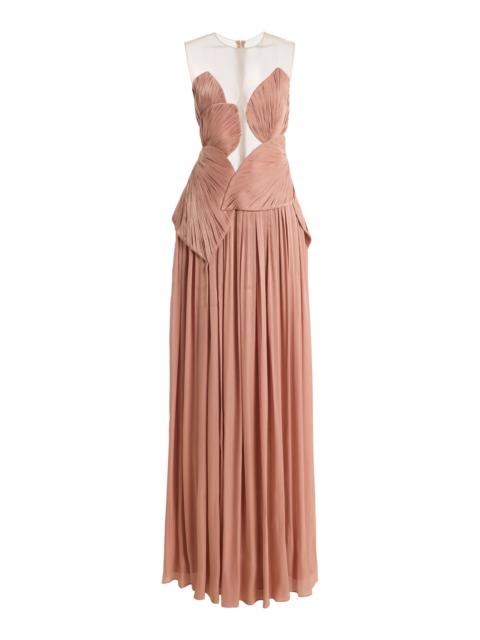 COSTARELLOS Serenne Lurex Georgette Gown pink
