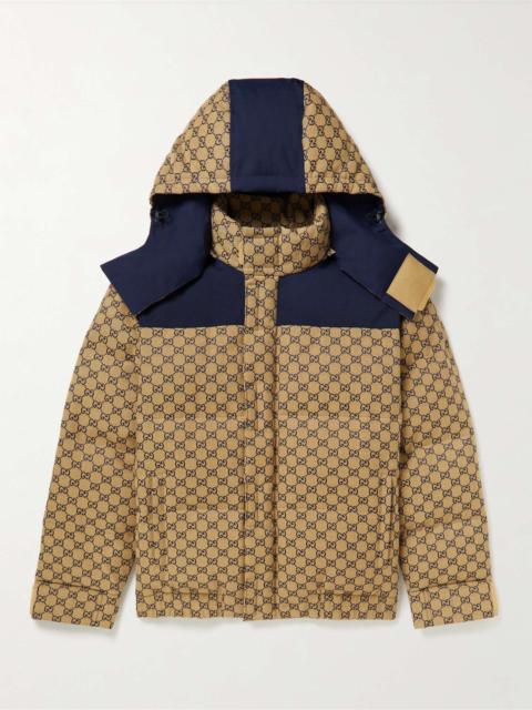 Logo-Jacquard Cotton-Blend Canvas Hooded Down Jacket