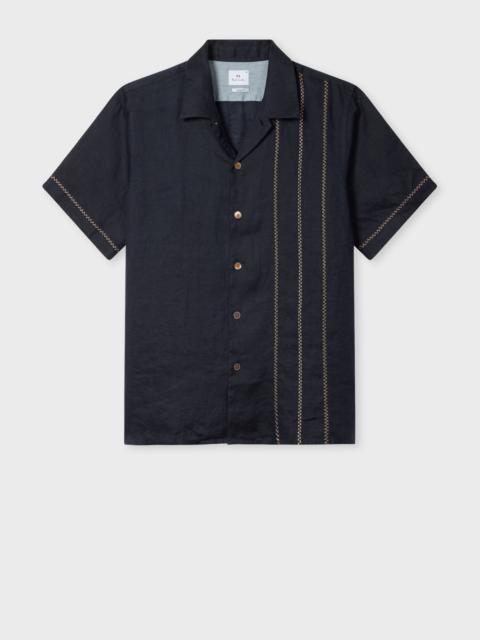Paul Smith Casual-Fit Piece-Dyed Navy Shirt with Embroidery