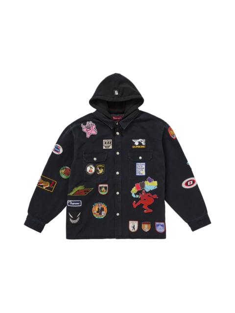 Supreme Supreme Patches Hooded Zip Up Shirt Black