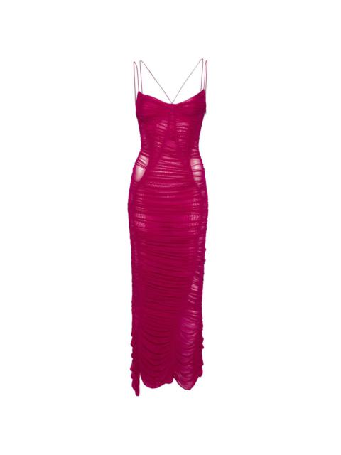 ruched mesh gown