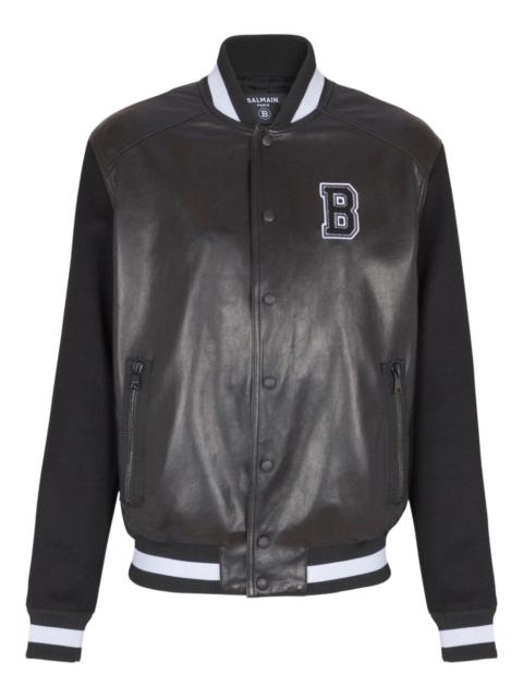 Balmain varsity leather bomber jacket
