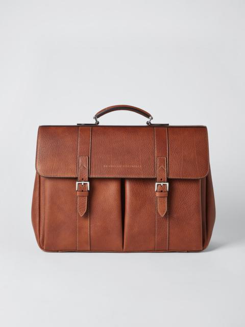Grained calfskin briefcase